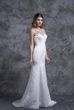 2024 Prom Dresses Mermaid White Satin With P1M566SD