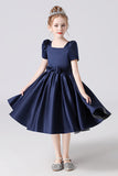 A Line Short Sleeve Birthday Princess Dresses Short Flower Girl Dresses