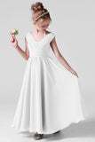 A Line Chiffon Sleeveless Flower Girl Dresses With Pleats