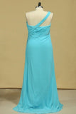 2024 Prom Dresses One Shoulder With Slit And Beads P726N911