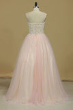 2024 Prom Dresses Sweetheart Beaded Bodice A Line Tulle PM5H3STY