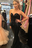 Sequin Court Train Black Sweetheart Strapless Sleeveless Mermaid Gorgeous Prom Dresses