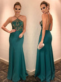 Halter Beaded Evening Dress Fashion Prom Dress Sexy Custom Made Prom Dresses