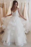 New Arrival Sexy A-Line V-Neck Sleeveless Backless White Tulle Occasion Wedding Dress