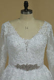 2024 New Arrival V Neck Long Sleeves Tulle With Applique Wedding Dresses PN4BLEA1