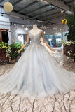 2024 Wedding Dresses V Neck Lace Up Back Beads Prom PB8REKEH