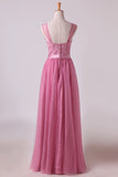 2024 Bridesmaid Dresses Scoop A Line Floor Length With Applique PZL9CBPN