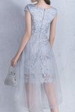 2024 Lace & Tulle Scoop Cap Sleeves Sheath Above Knee Length P42GPY5P