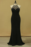 2024 Scoop Sheath Floor Length Prom Dresses Spandex P5LHCRKX