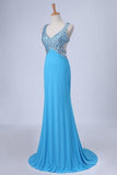 2024 Straps Prom Dresses Open Back Sheath/Column PM7C43G1