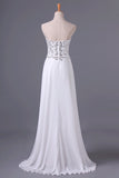 2024 Popular Prom Dresses Sweetheart Chiffon With Beading Floor Length PYNTPS2M