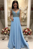 Elegant A-Line Beaded Prom Dresses With PSA3Y3B8