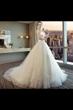 Ball Gown Tulle Wedding Dresses Strapless Appliques Beads PMBFK3T3