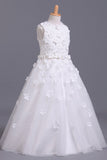 2024 New Ball Gown Flower Girl Dresses Scoop Ankle Length P992NEAR