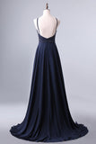 2024 Spaghetti Straps Prom Dresses Beaded Bodice PGGKLS4A