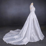 Long Sleeve Sweetheart White Bridal Dresses with Applique, Wedding Dresses STI15250