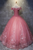 Off The Shoulder Long Ball Gown Lace Princess Prom Dresses PF4YC71F