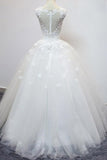 2024 Scoop Wedding Dresses A Line Tulle With Applique PSLSXKEE