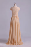 2024 Scoop Bridesmaid Dresses A Line Lace Bodice Chiffon PCG2F6PN