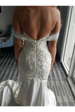 Off Shoulder Lace Appliques Mermaid Wedding Dress With STIPARQXA2C