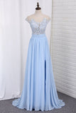 2024 Scoop Prom Dresses A Line Chiffon With P6XN764Q