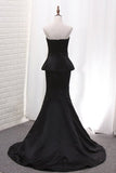 2024 Mermaid Evening Dresses Sweetheart Satin With Beading PN8T3352