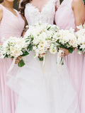 Simple Pink Mismatched A-Line Bridesmaid Dresses, Elegant Chiffon Bridesmaid Dress STI15397