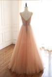 Sexy Straps Sleeveless Long Tulle Prom Dress With Beading Floor Length Sparkly Evening STIP6ZBZ4KZ