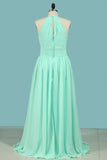 2024 Bridesmaid Dresses Scoop Chiffon With Ruffles PMK7J9AP