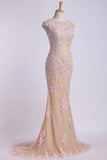 2024 Mesh Illusion Scoop Neckline Cap Sleeve Prom Dress With Beads And PMM57YL9