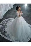 2024 New Arrival Long Sleeves Tulle Wedding Dresses Scoop Neck PC5MCC9N