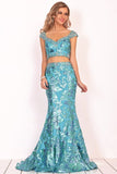 2024 Mermaid Cap Sleeves Tulle Prom Dresses With Beads&Sequins PG6QTT8R