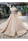 Ball Gown Wedding Dresses Off The Shoulder Top Quality Appliques PRAF3CPT