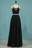 2024 Two-Piece Spaghetti Straps Evening Dresses A Line P98BLZAN