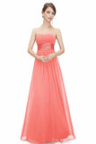 Chiffon Sweetheart Neck A Line Sleeveless Wedding Bridesmaid Long Evening Festive PRH722AA