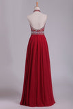 2024 Halter Beaded Bodice A Line Prom Dresses Chiffon P65XS4M5