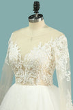 2024 Wedding Dresses Scoop Long Sleeves Tulle With Applique P3MJGMN2