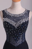 2024 Scoop Open Back Beaded Bodice Floor Length Chiffon Prom P2Q69TNY