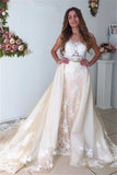 2024 Tulle Wedding Dresses Mermaid Scoop With Applique Chapel PYECFA7C