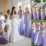 Elegant Lavender Strapless Chiffon Bridesmaid Dresses, Ruffles Wedding Party Dresses STI15172