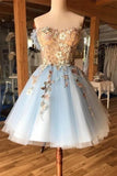 A Line Above-Knee Tulle Homecoming Prom Dress PH5NC5HZ