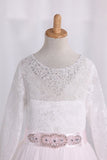 2024 Scoop Tulle Lace Bodice With Sash/Belt Flower Girl PEMT2EM6