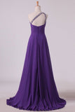 2024 New Arrival Prom Dresses One Shoulder Chiffon A Line With PLN9DJQ4