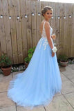 2024 Prom Dress Tulle A-Line V-Neck Sweep Train PGLTPS66