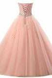 Tulle Beading Sweetheart Neck A Line Sleeveless Wedding Bridesmaid Long Evening Festive PCPP49NC