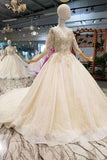 2024 Lace Wedding Dresses Scoop 3/4 Sleeves Lace Up Back P1S1JRYS