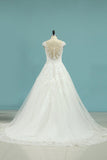 2024 Cap Sleeve Wedding Dresses A Line Tulle PM8H2BXT