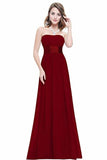 Chiffon Sweetheart Neck A Line Sleeveless Wedding Bridesmaid Long Evening Festive PRH722AA