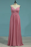 2024 A Line Bridesmaid Dresses Spanghetti Straps Chiffon P6SMPGJL