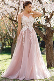 2024 Tulle Prom Dresses Scoop With Applique A PQMLNCSS